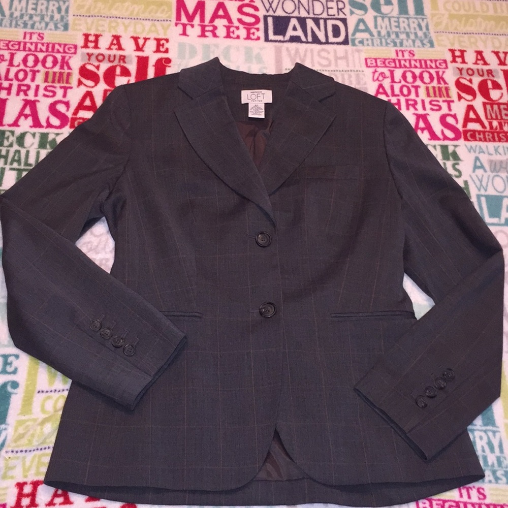 LOFT Gray Plaid Women's Blazer Jacket
